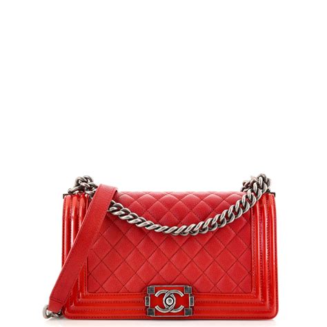 chanel boy red medium|Chanel Boy Bag: Your Guide to Sizes, Styles, Prices .